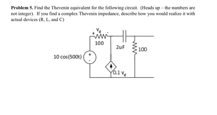 Solved Problem 5. Find the Thevenin equivalent for the | Chegg.com