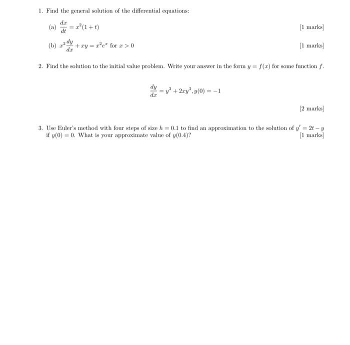 Solved 1. Find the general solution of the differential | Chegg.com