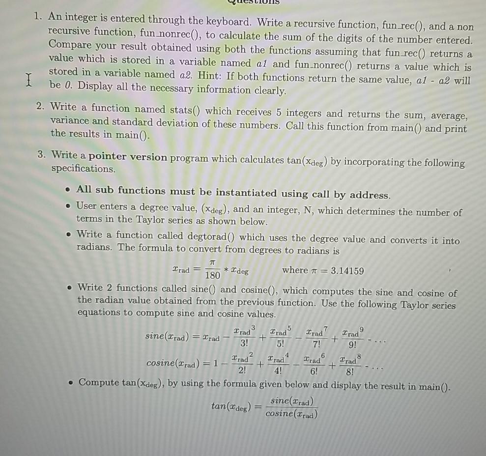 Solved 1 an integer is entered through the keyboard write chegg