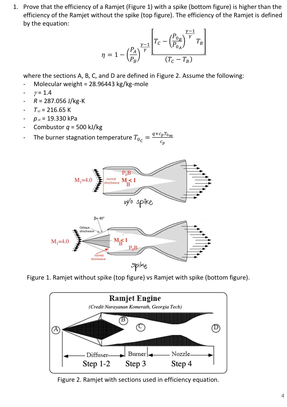 Prove that the efficiency of a Ramjet (Figure 1) | Chegg.com