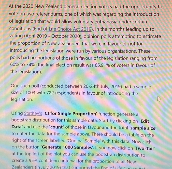 At the 2020 New Zealand general election voters had | Chegg.com