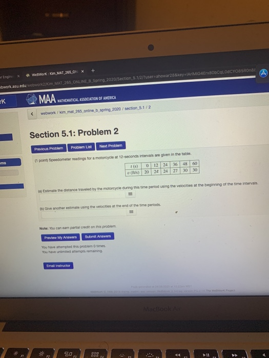 Solved Enginex Webwork: Kim MAT 265_ON X + Work Asu.edu | Chegg.com