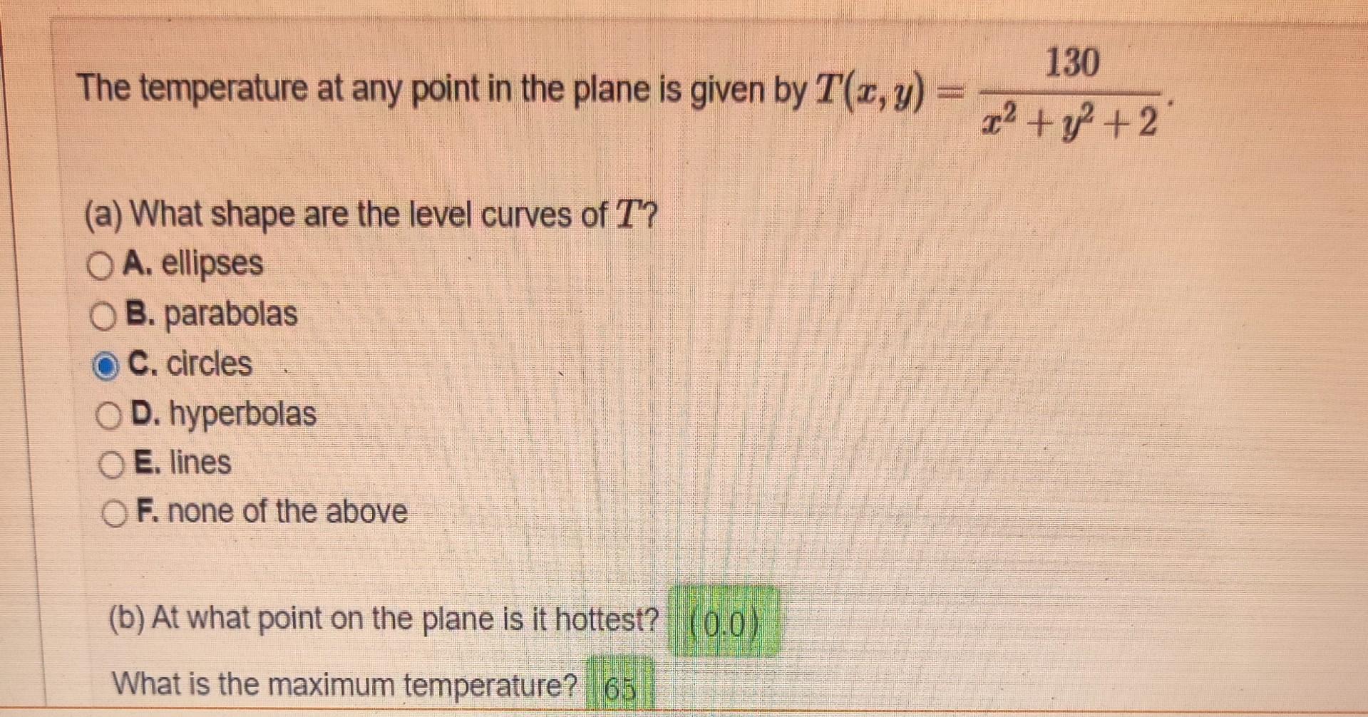 Solved The temperature at any point in the plane is given by | Chegg.com