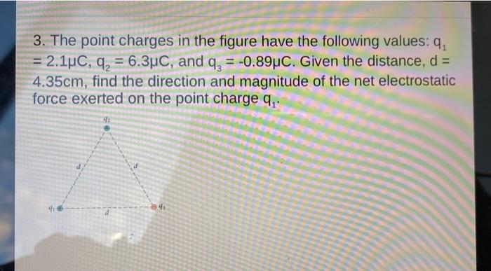 Solved 3. The point charges in the figure have the following | Chegg.com