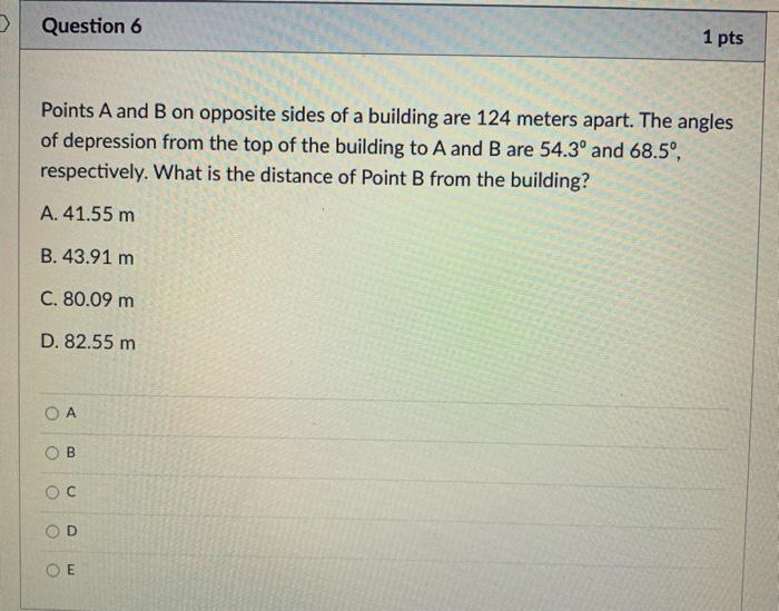Solved Question 6 1 pts Points A and B on opposite sides of | Chegg.com