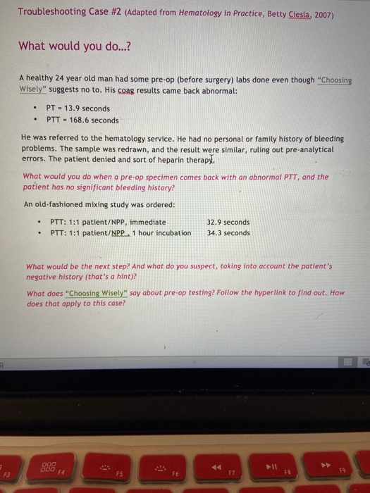 Solved Troubleshooting Case #2 (Adapted From Hematology In | Chegg.com