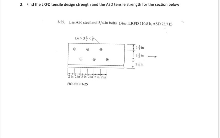 Solved 2. Find the LRFD tensile design strength and the ASD | Chegg.com