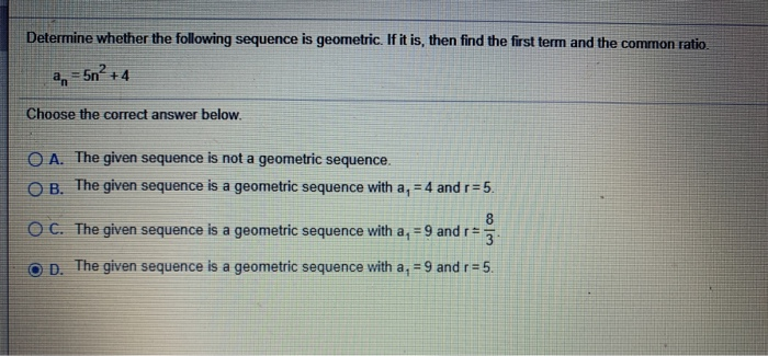 Solved Determine whether the following sequence is | Chegg.com
