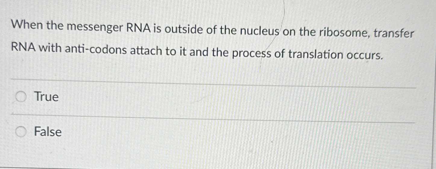 Solved When the messenger RNA is outside of the nucleus on | Chegg.com