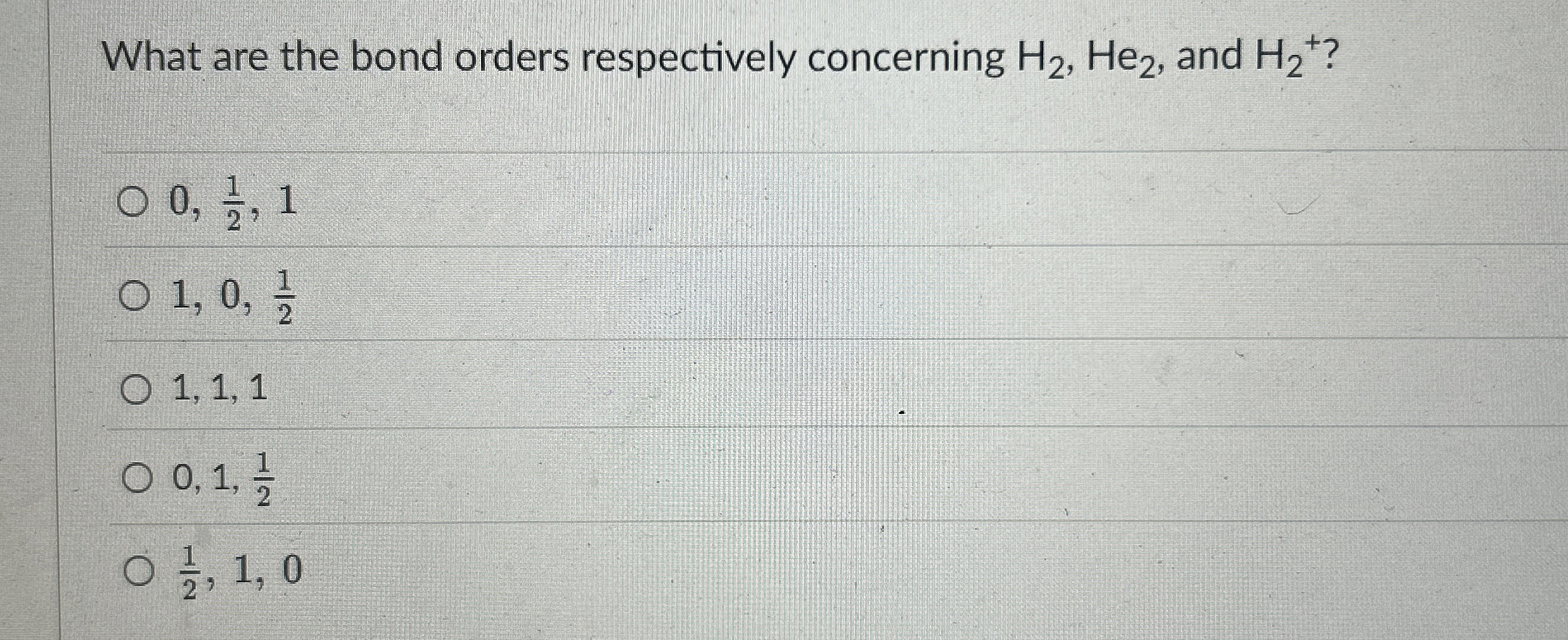 Solved What are the bond orders respectively concerning | Chegg.com