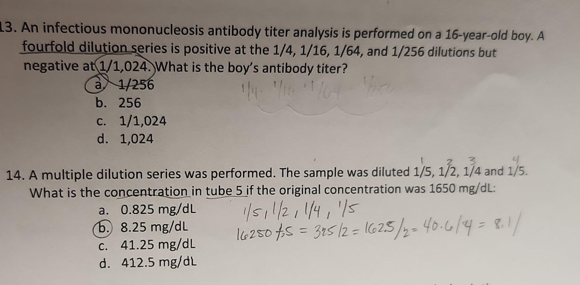 Solved 3. An infectious mononucleosis antibody titer | Chegg.com