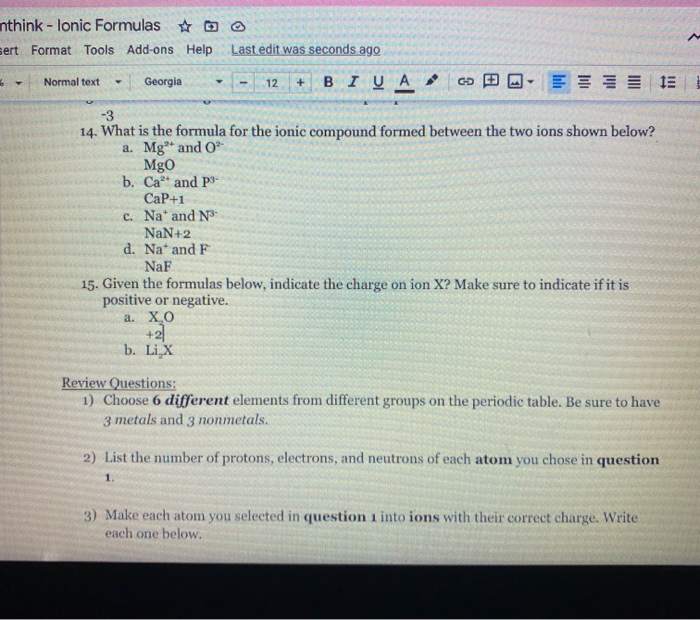 Solved Nthink Lonic Formulas O Sert Format Tools Add Ons Chegg Com