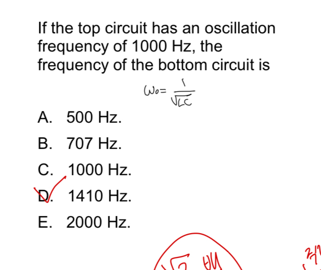 Solved If the top circuit has an oscillation frequency of | Chegg.com