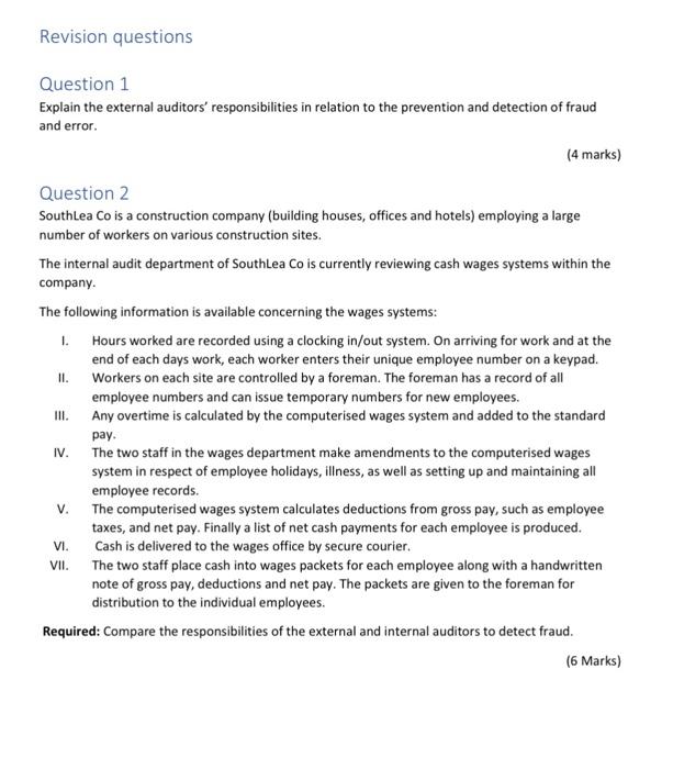 Solved Question 1 Explain the external auditors' | Chegg.com