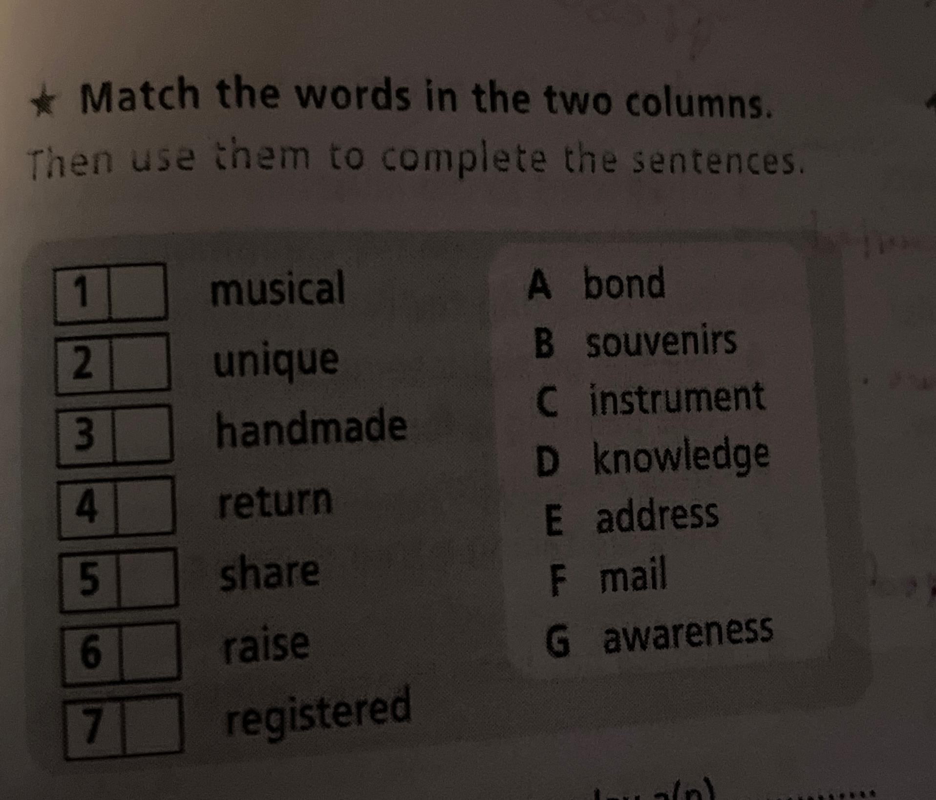 Match the columns to make collocation