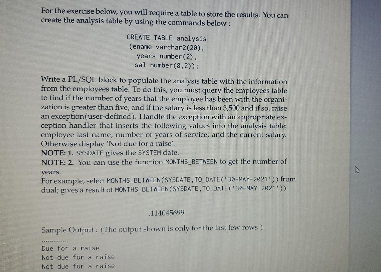 Solved For the exercise below, you will require a table to | Chegg.com