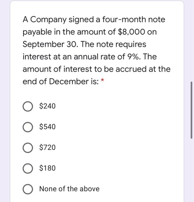 Solved A Company signed a fourmonth note payable in the