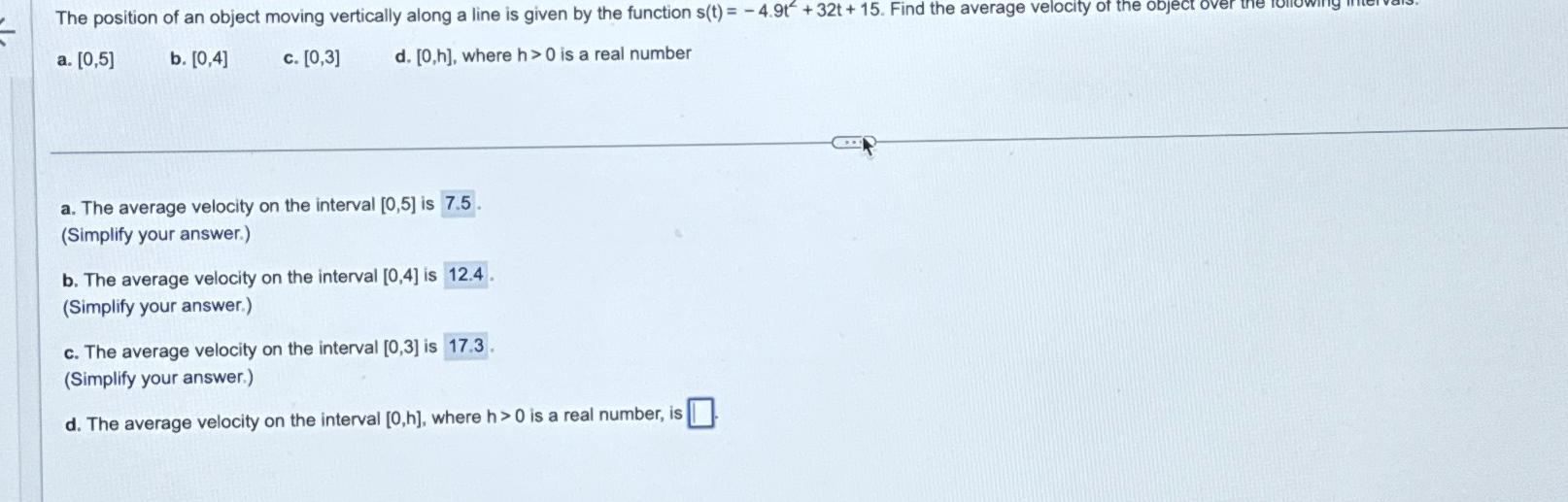solved-the-position-of-an-object-moving-vertically-along-a-chegg