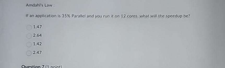 Amdahl's Law :If an application is 35% ﻿Parallel and | Chegg.com
