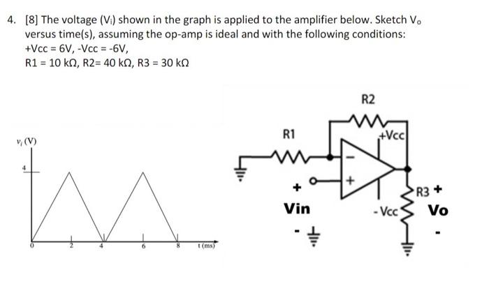 Solved 4. [8] The Voltage (vi) Shown In The Graph Is Applied 