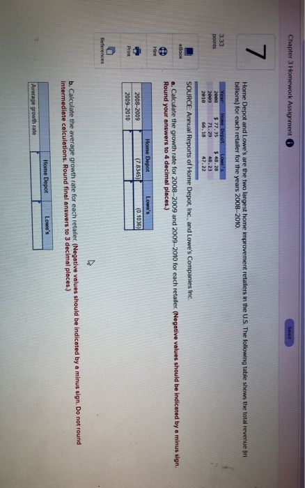 Solved Chapter 3 Homework Assignment Home Depot and Lowe's | Chegg.com