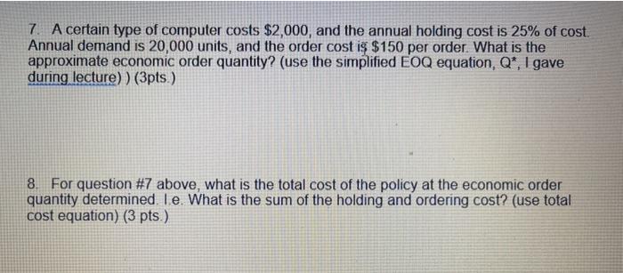 Solved 7. A certain type of computer costs $2,000, and the | Chegg.com