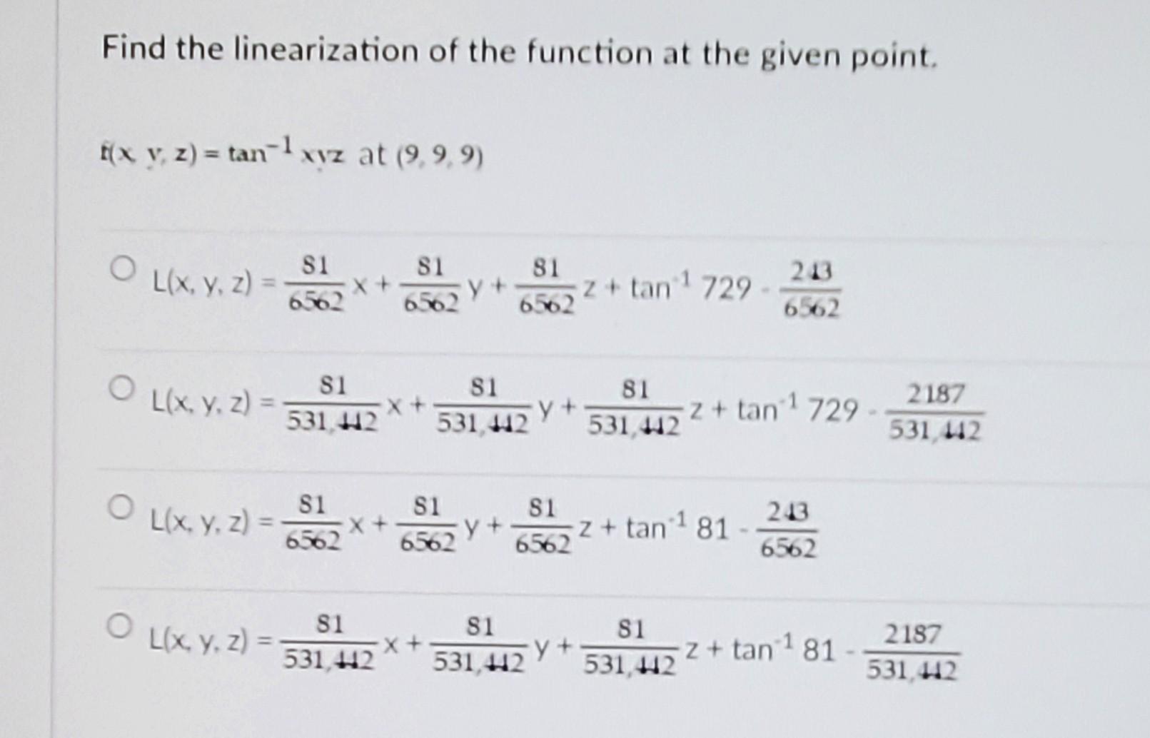Solved Find the linearization of the function at the given | Chegg.com
