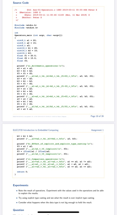 Solved Source Code S SId: -01-Operators. 163 2011-03-11 | Chegg.com
