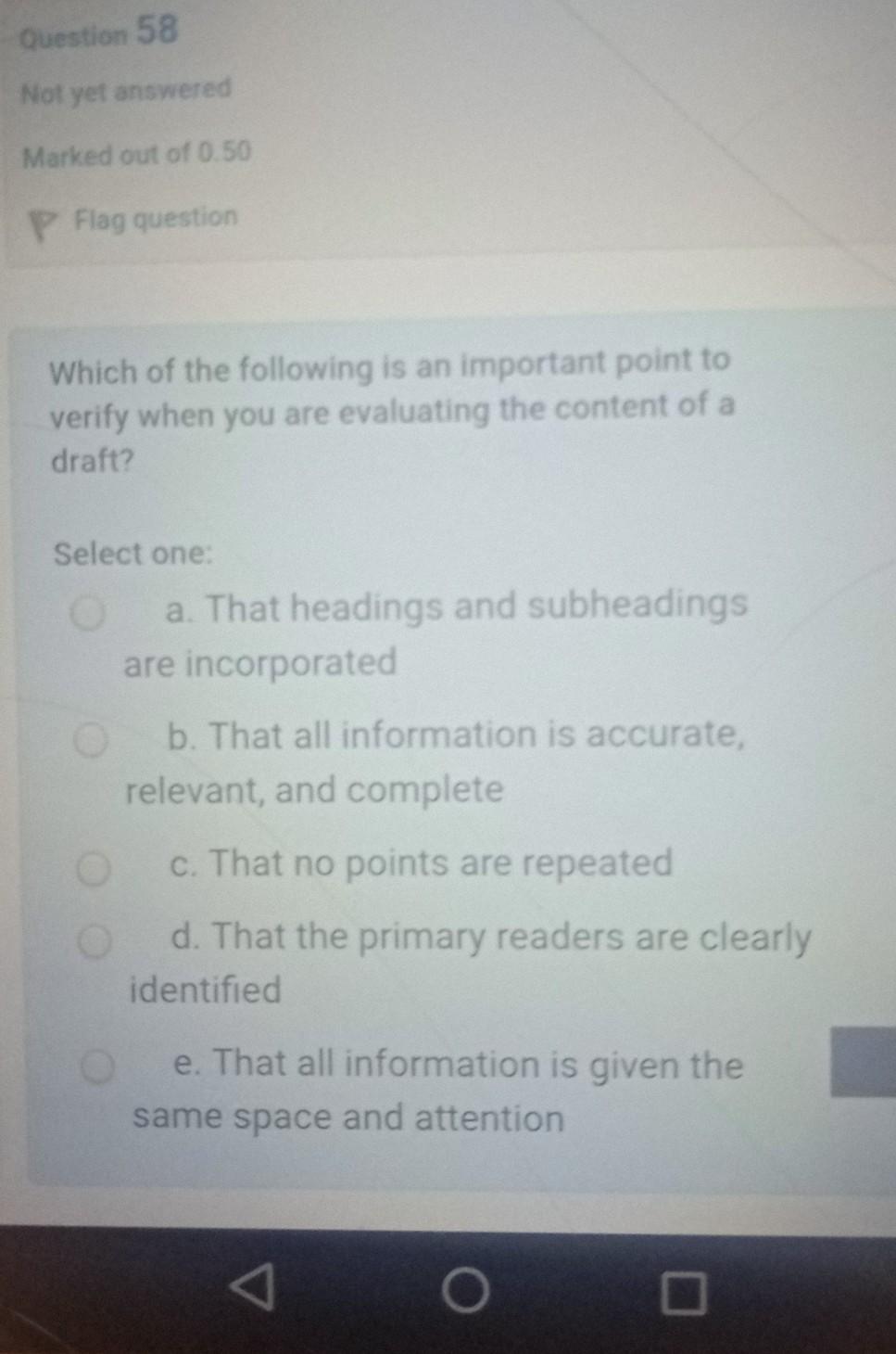 Solved Marked out of 0.50 P Flag question When reviewing a | Chegg.com