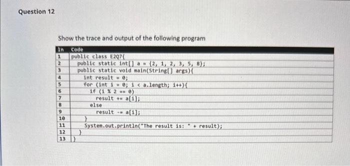 Solved Show the trace and output of the following program | Chegg.com