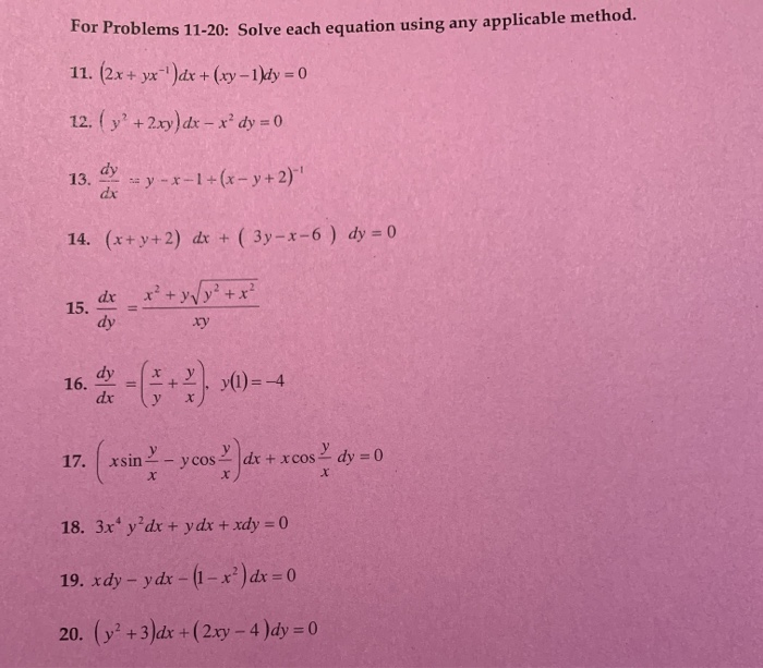 Solved For Problems 1120 Solve each equation using any