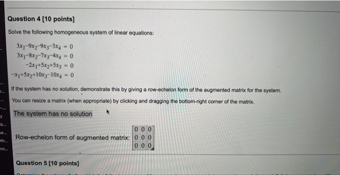 Solved Solve The Following Homogeneous System Of Linear 1802