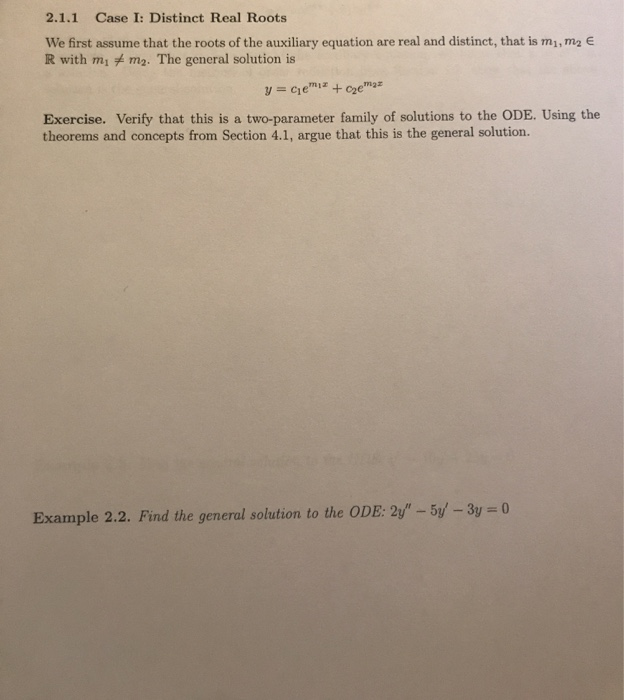 Solved 2.1.1 Case I: Distinct Real Roots We first assume | Chegg.com