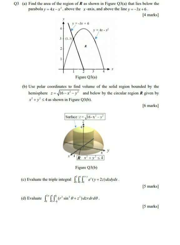 Solved Q3 A Find The Area Of The Region Of R As Shown I Chegg Com