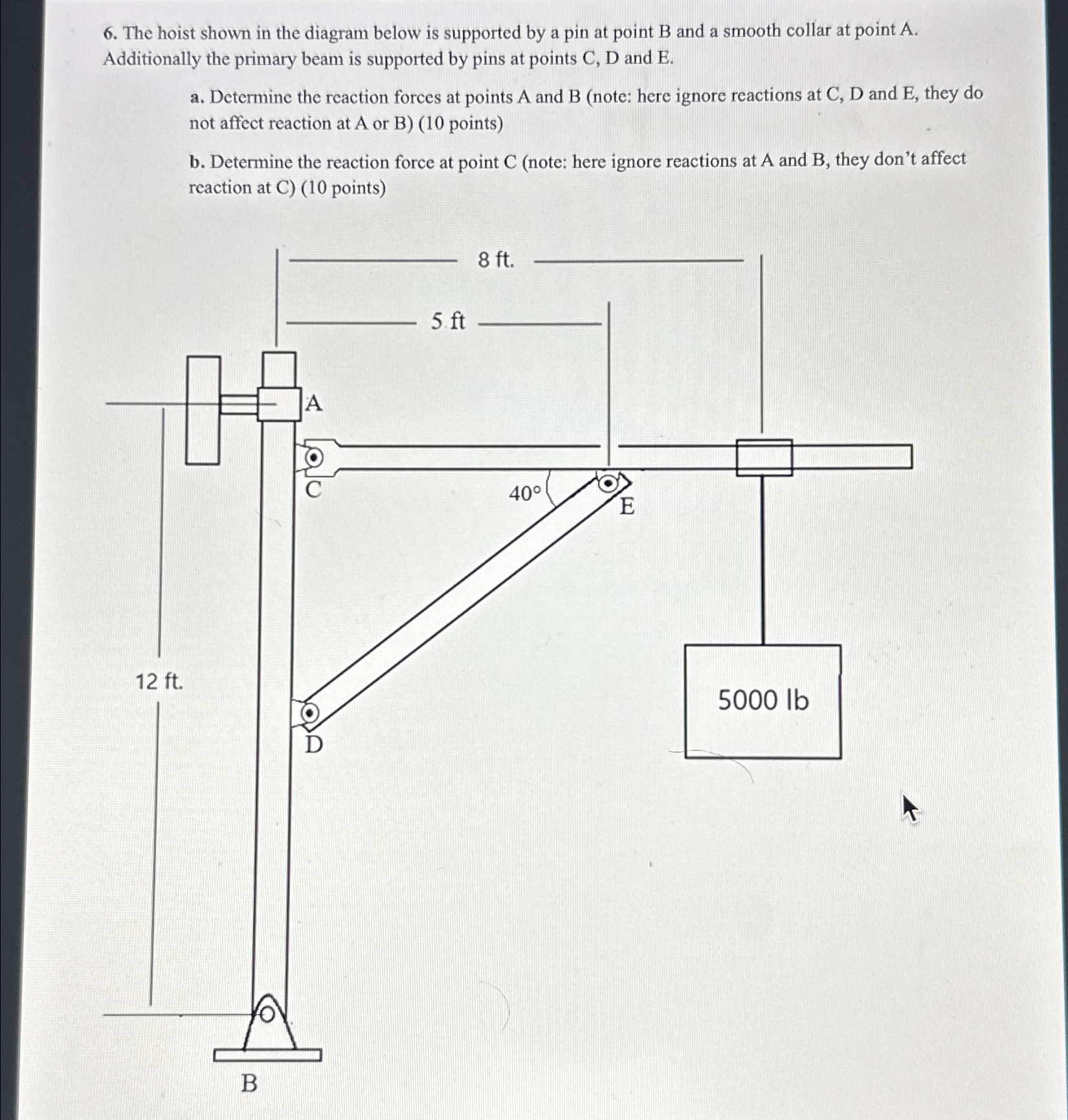 Solved The hoist shown in the diagram below is supported by | Chegg.com