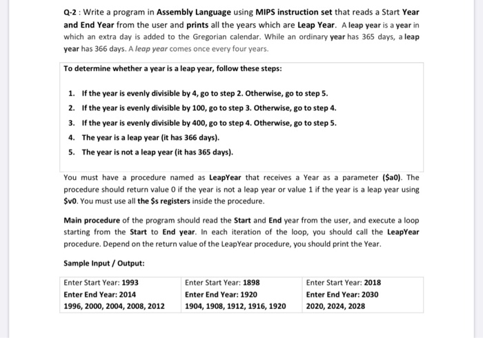 Solved Q-2: Write a program in Assembly Language using MIPS | Chegg.com