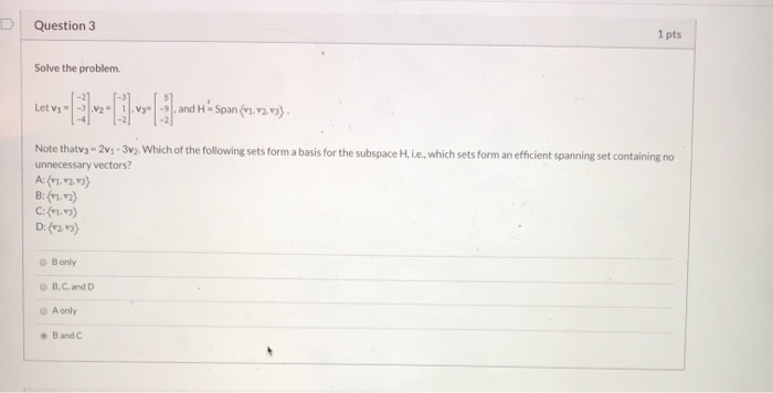 Solved Question 3 1 pts Solve the problem lev-E»- 1) - 1) | Chegg.com