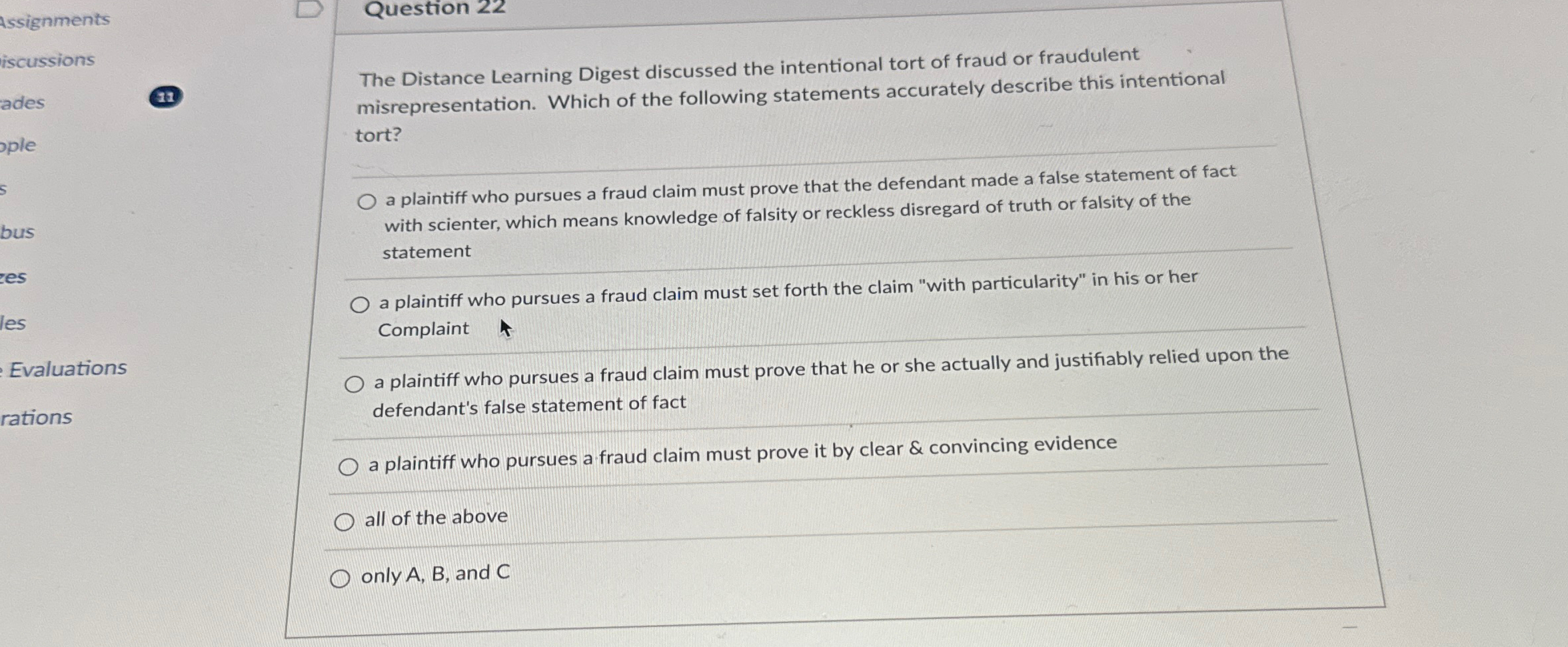 Solved Question 22The Distance Learning Digest discussed the | Chegg.com