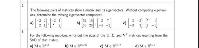 Solved N The following pairs of matrices show a matrix and | Chegg.com