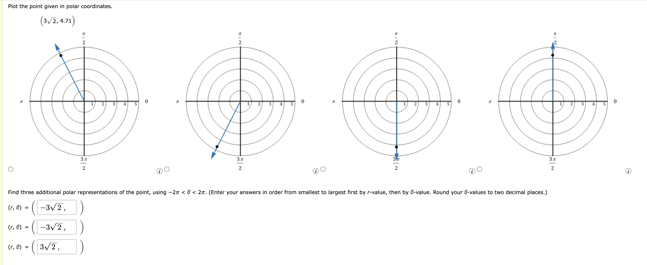 Solved Plot the point given in polar | Chegg.com