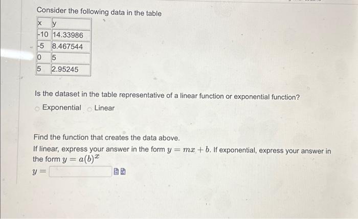 Solved consider the following data in the table is the | Chegg.com