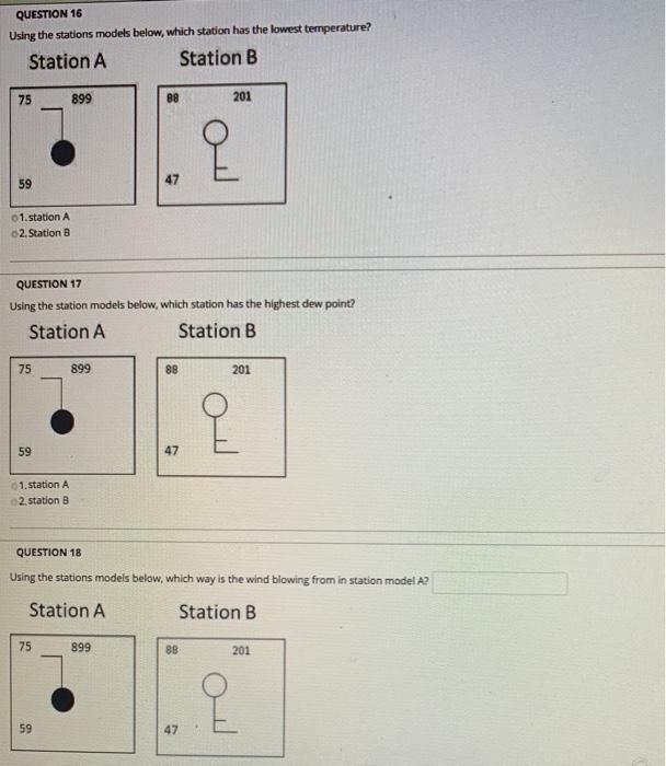 Solved QUESTION 16 Using the stations models below, which | Chegg.com