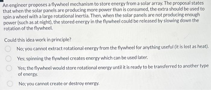 Solved An engineer proposes a flywheel mechanism to store | Chegg.com