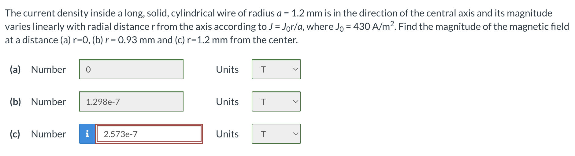 Solved The Current Density Inside A Long, Solid, Cylindrical | Chegg.com