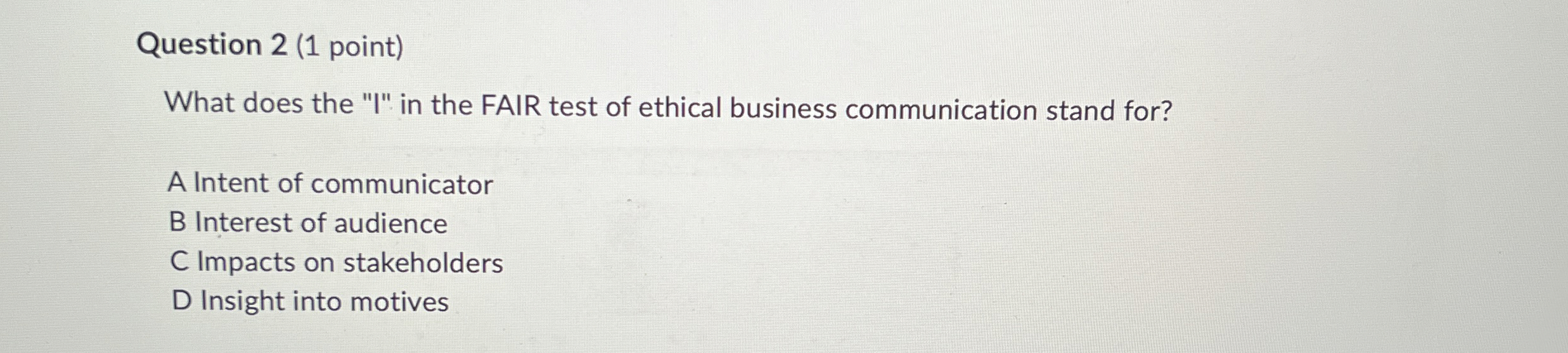 Solved Question 2 (1 ﻿point)What does the "I" in the FAIR