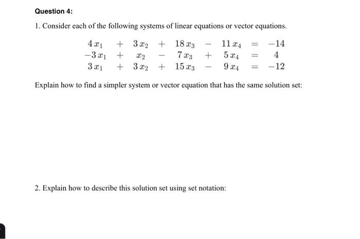 Solved 1. Consider each of the following systems of linear | Chegg.com