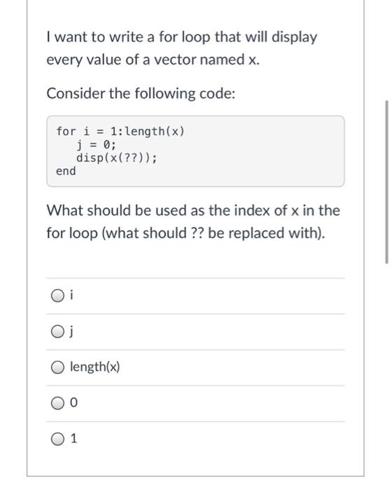 Solved Consider the following problem: Write a for loop that | Chegg.com
