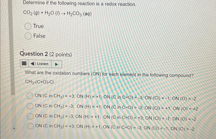 Determine if the following reaction is a redox | Chegg.com