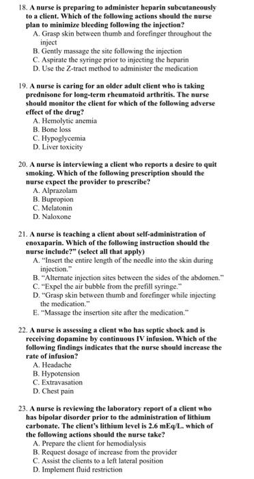 Solved 18. A Nurse Is Preparing To Administer Heparin | Chegg.com