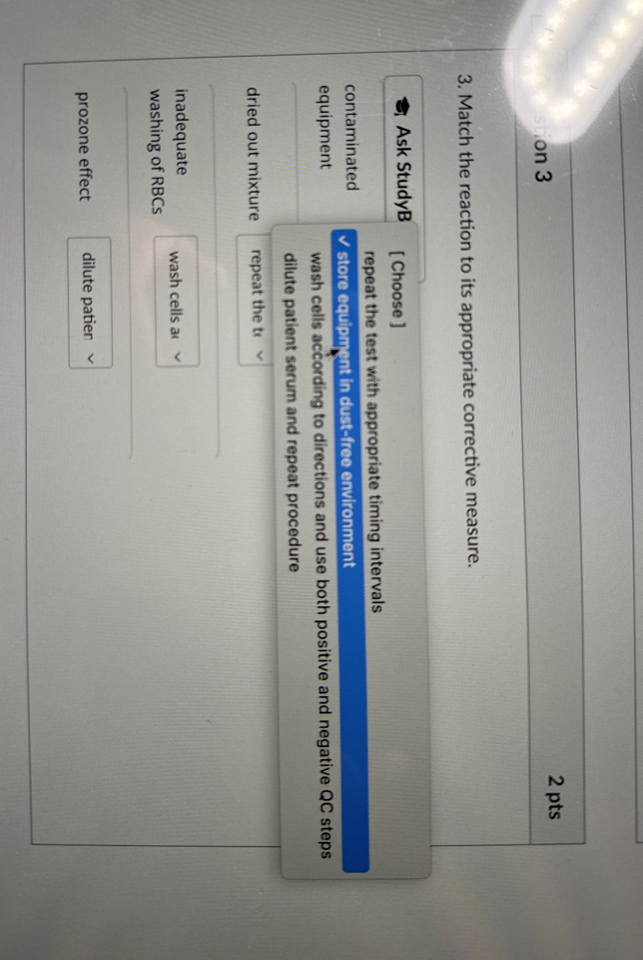 on 32 ﻿pts3. ﻿Match the reaction to its appropriate